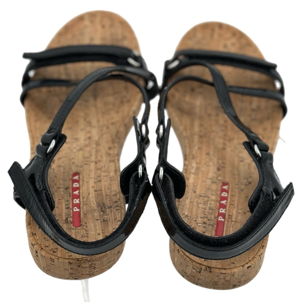 Prada Linea Rossa Cork & Patent Leather Strap Sandals | Size 39.5 - Picture 4 of 6